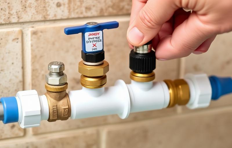 Hand adjusting pool diverter and check valves on PVC manifold